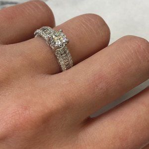 Rachel Koen Round Cut Engagement Ring 18K White Gold 0.71cts Size 6.5